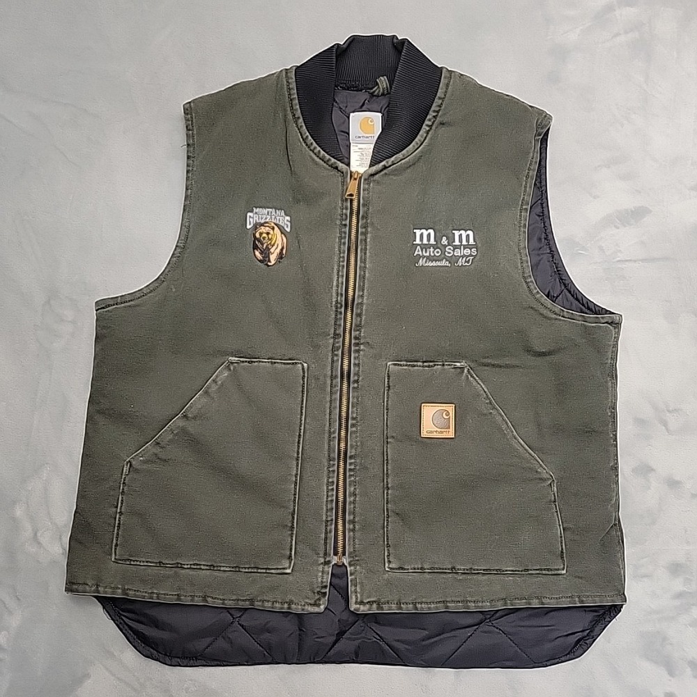 Vintage  Carhartt Vest  Mens XXL Green Moss Made In USA V02 MOS Workwear
